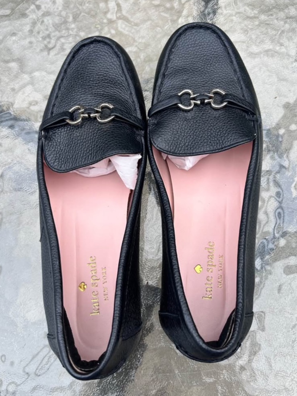 New Kate Spade Black Bergman size 8 Leather loafers